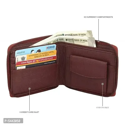 Fancy Zipper Brown Wallet For Men's And Women-thumb4