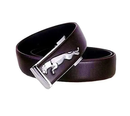 Moody Max Trendy Silver Jaguar Buckle Leather Belts For Mens