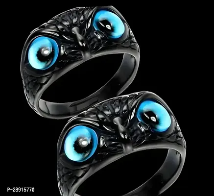 Alluring Black Alloy Agate Artificial Stone Rings For Men Pack of 2-thumb0