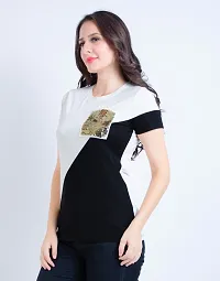 COLOR BLOCK T SHIRT WITH SEQUINNED POCKET-thumb1