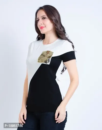 COLOR BLOCK T SHIRT WITH SEQUINNED POCKET-thumb2