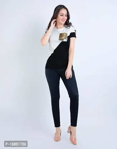 COLOR BLOCK T SHIRT WITH SEQUINNED POCKET-thumb3