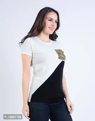 COLOR BLOCK T SHIRT WITH SEQUINNED POCKET-thumb4