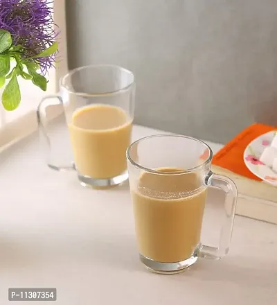 Uniglass Angeles Glass Coffee/Tea Mugs Set (Transparent, 260ml) Set of 2-thumb2