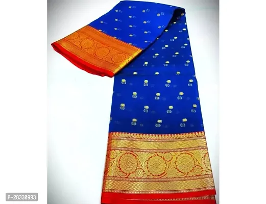 Stylish Art Silk Blue Saree With Blouse Piece For Women