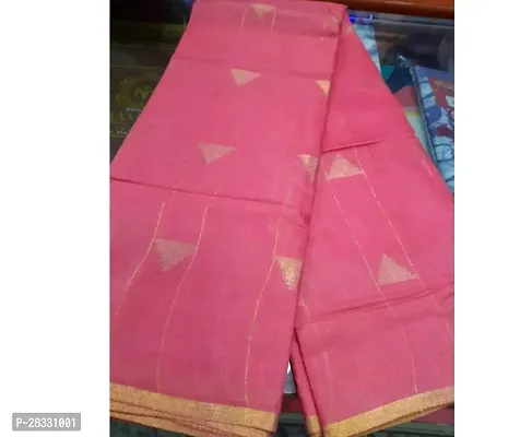 Stylish Art Silk Pink Saree With Blouse Piece For Women-thumb0