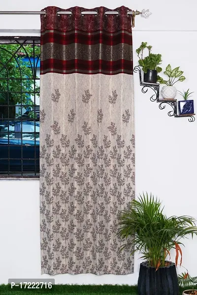 Stylish Brown Georgette Printed Door Curtains-thumb0