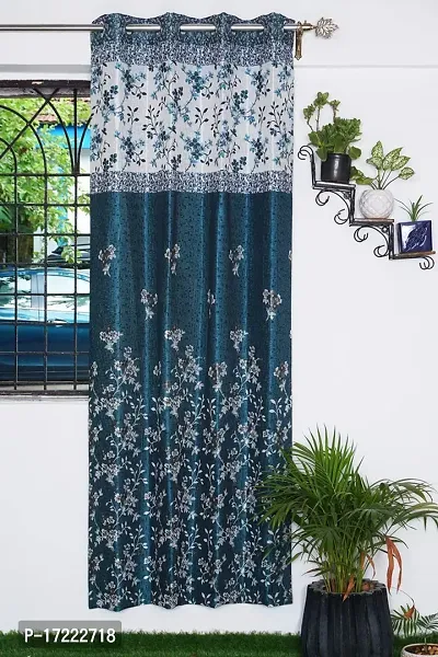 Stylish Navy Blue Georgette Printed Door Curtains