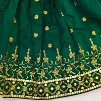 Tejam Girl's Taffeta Silk Embroidered Lehenga Choli with Dupata set For kids Grils stitched Lehenga Choli For Grils (5-6 Years, Green)-thumb2