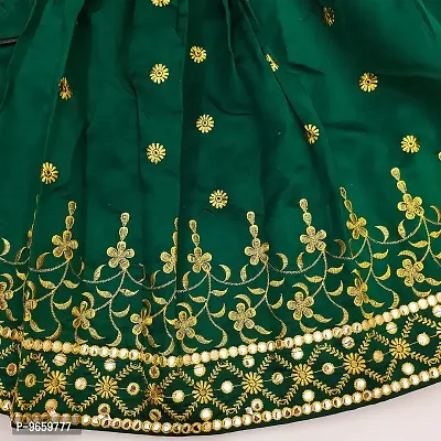 Tejam Girl's Taffeta Silk Embroidered Lehenga Choli with Dupata set For kids Grils stitched Lehenga Choli For Grils (5-6 Years, Green)-thumb3