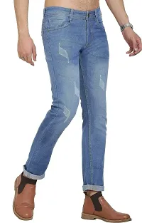 Stylish Blue Polycotton Mid-Rise Jeans For Men-thumb3