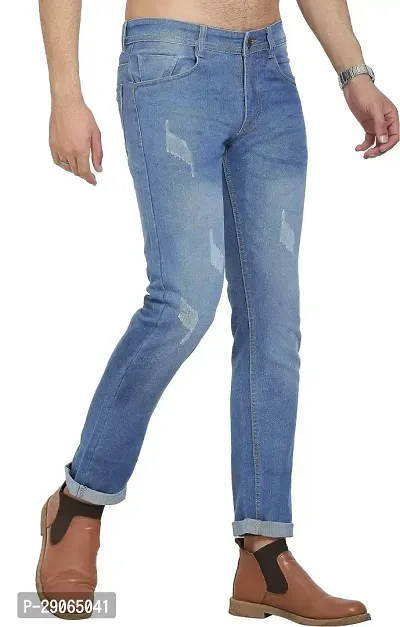 Stylish Blue Polycotton Mid-Rise Jeans For Men-thumb4