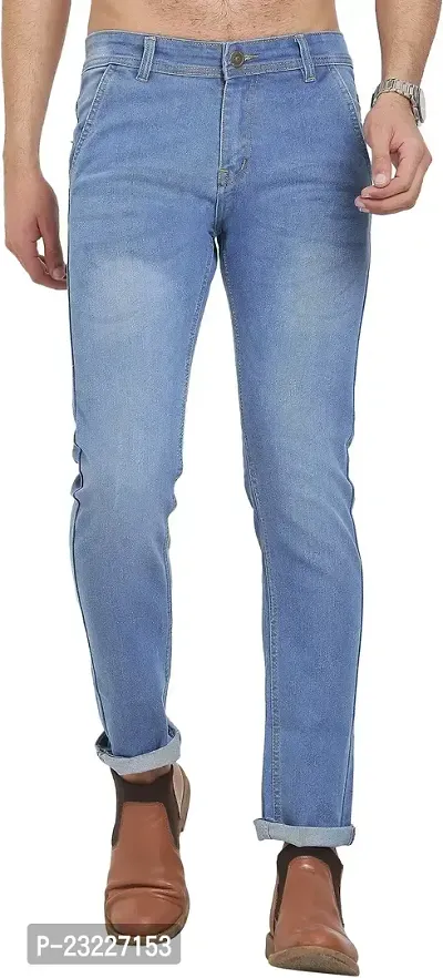 Sobbers Polycotton Casual Comfortable Slim-Fit Mid Rise Jeans for Men-thumb0