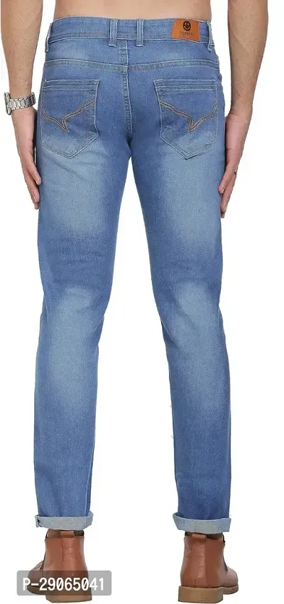 Stylish Blue Polycotton Mid-Rise Jeans For Men-thumb3