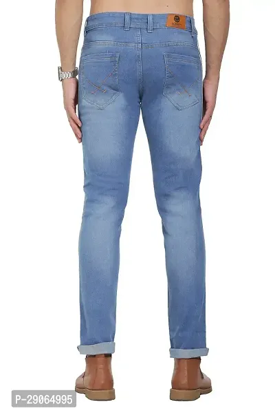 Stylish Blue Polycotton Mid-Rise Jeans For Men-thumb2