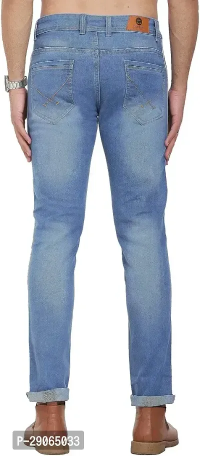 Stylish Blue Polycotton Mid-Rise Jeans For Men-thumb2