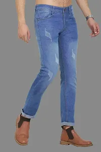 Stylish Blue Polycotton Mid-Rise Jeans For Men-thumb2