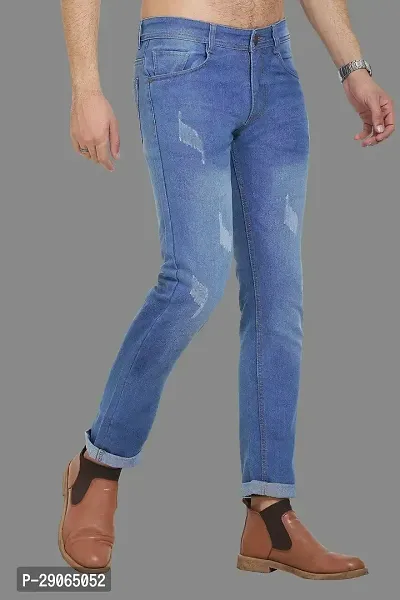 Stylish Blue Polycotton Mid-Rise Jeans For Men-thumb3