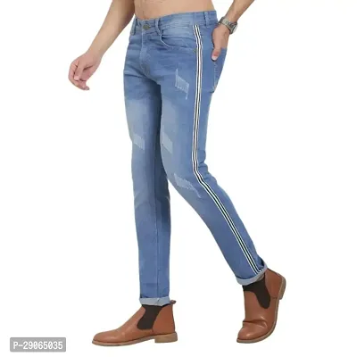 Stylish Blue Polycotton Mid-Rise Jeans For Men