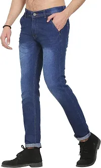 Stylish Blue Polycotton Mid-Rise Jeans For Men-thumb4