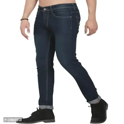 Stylish Blue Polycotton Mid-Rise Jeans For Men-thumb0