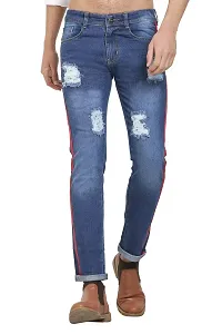 Stylish Blue Polycotton Mid-Rise Jeans For Men-thumb3