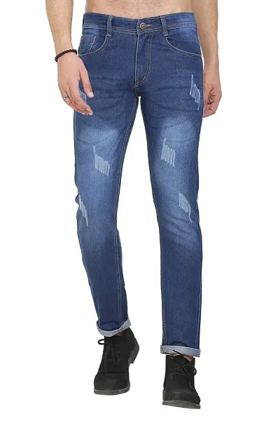 Sobbers Polycotton Casual Comfortable Slim Fit Mid Rise Jeans for Men