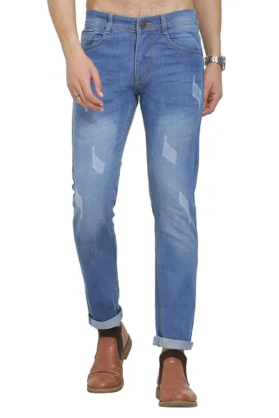 Sobbers Polycotton Casual Comfortable Slim Fit Mid Rise Jeans for Men