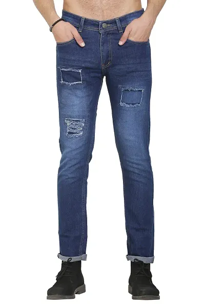 Sobbers Polycotton Casual Comfortable Slim-Fit Mid Rise Jeans for Men Boys