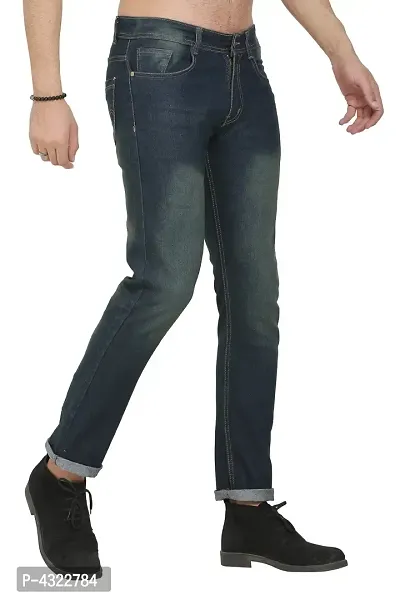 Green Polycotton Solid Regular Fit Mid-Rise Jeans-thumb3