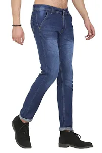 Blue Polycotton Solid Regular Fit Mid-Rise Jeans-thumb2