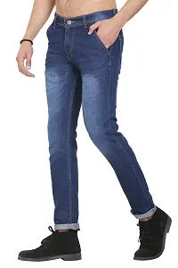 Blue Polycotton Solid Regular Fit Mid-Rise Jeans-thumb3