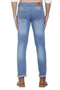 Blue Polycotton Solid Regular Fit Mid-Rise Jeans-thumb1