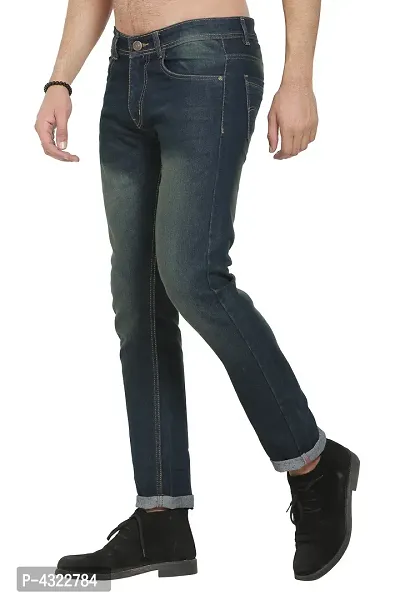 Green Polycotton Solid Regular Fit Mid-Rise Jeans