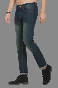 Stylish Blue Polycotton Mid-Rise Jeans For Men-thumb4