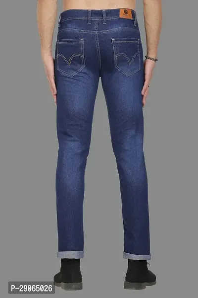 Stylish Blue Polycotton Mid-Rise Jeans For Men-thumb2