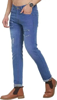 Stylish Blue Polycotton Mid-Rise Jeans For Men-thumb3