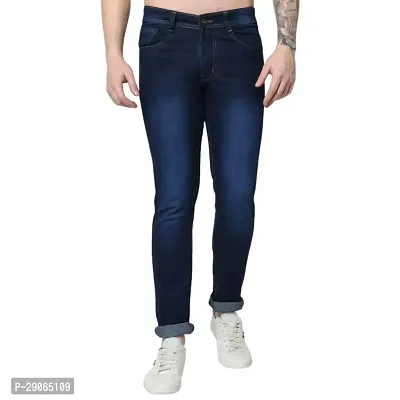 Stylish Blue Denim Mid-Rise Jeans For Men-thumb0