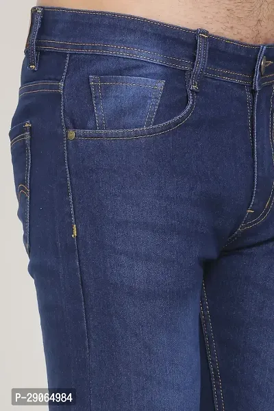 Stylish Blue Polycotton Mid-Rise Jeans For Men-thumb5