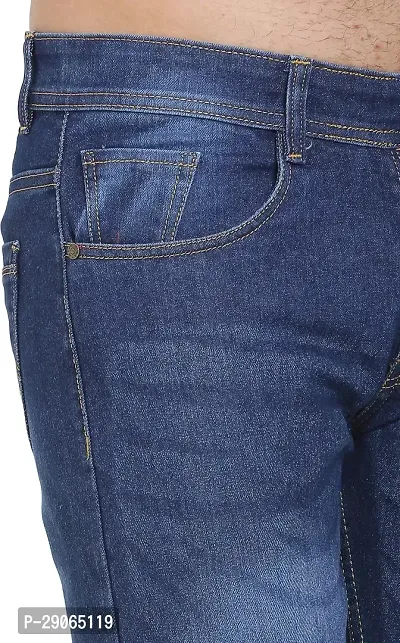 Stylish Blue Polycotton Mid-Rise Jeans For Men-thumb5