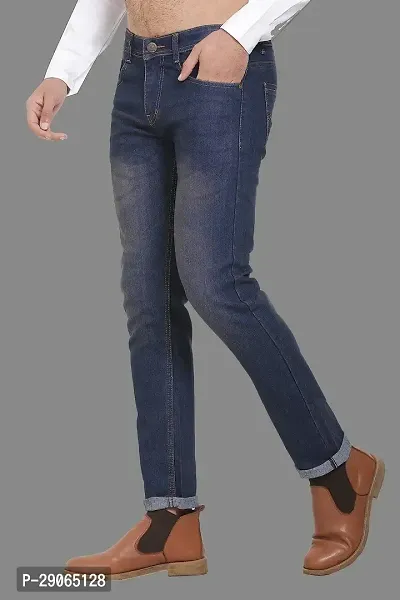 Stylish Blue Polycotton Mid-Rise Jeans For Men-thumb3