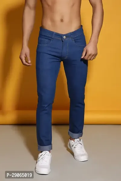 Stylish Blue Denim Mid-Rise Jeans For Men-thumb3