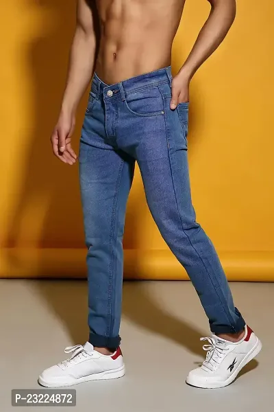 Sobbers Men's Denim Casual Comfortable Slim Fit Mid Rise Jeans-thumb3