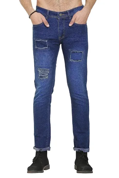 Sobbers Polycotton Casual Comfortable Slim-Fit Mid Rise Jeans for Men Boys