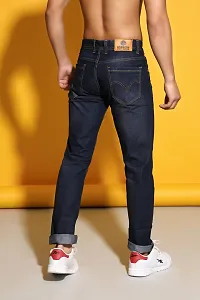 Sobbers Men's Denim Mid Wash Slim Fit  Black Jeans-thumb1