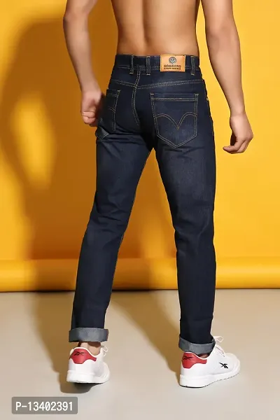Sobbers Men's Denim Mid Wash Slim Fit  Black Jeans-thumb2