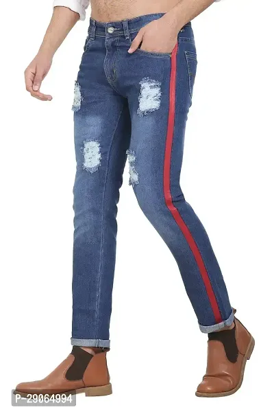 Stylish Blue Polycotton Mid-Rise Jeans For Men-thumb0