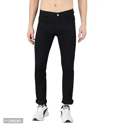 Stylish Black Denim Mid-Rise Jeans For Men-thumb0