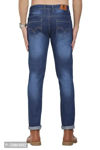 Stylish Blue Polycotton Mid-Rise Jeans For Men-thumb2