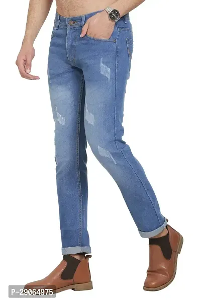 Stylish Blue Polycotton Mid-Rise Jeans For Men-thumb4